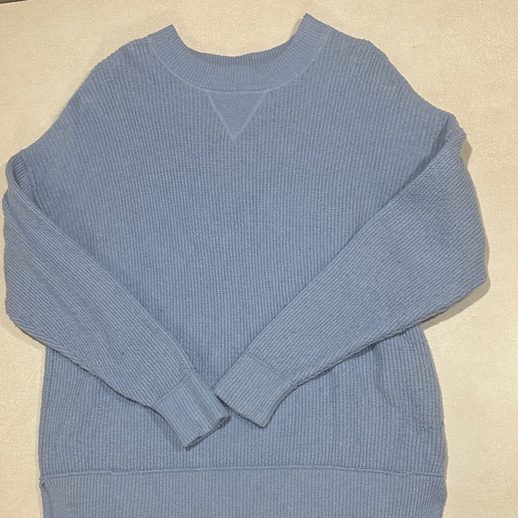 Aerie Blue Ribbed Knit Oversized Crewneck Sweater - Picture 7 of 9